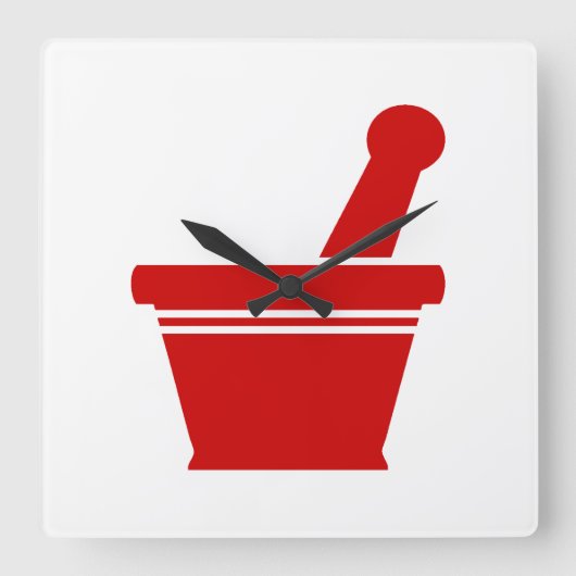 Mortar en Pestle Vierkante Klok (Voorkant)