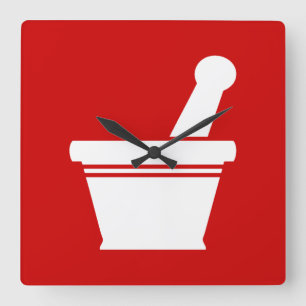 Mortar en Pestle Vierkante Klok