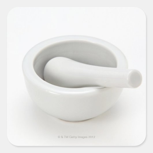 Mortar en Pestle Vierkante Sticker (Voorkant)
