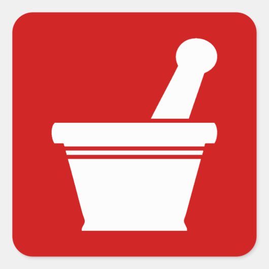 Mortar en Pestle Vierkante Sticker (Voorkant)