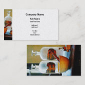 Mortar en stamper met flessen - Platinum afwerking Visitekaartje (Voorkant / Achterkant)