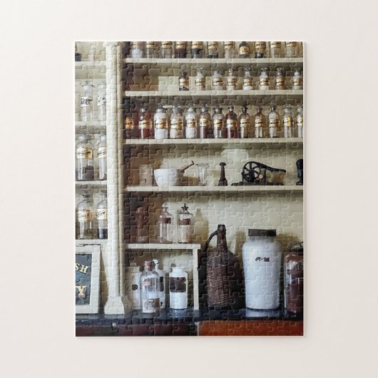 Mortar, Pestle en Flessen op schalen Legpuzzel (Verticaal)