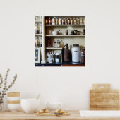 Mortar, Pestle en Flessen op schalen Poster (Keuken)