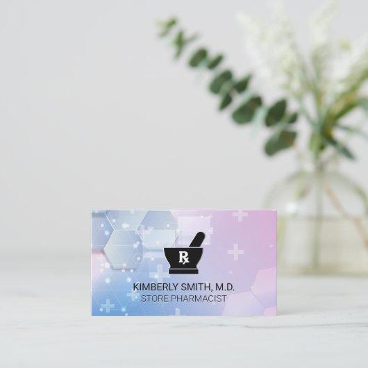 Mortar Pestle Logo | Pharmacist | Health Medicine Visitekaartje (Staand voorkant)