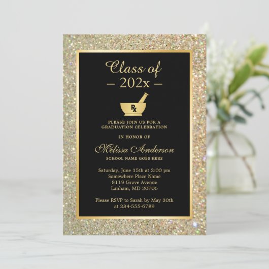 Mortar Pestle Pharmacy School Graduparty Kaart (Staand voorkant)