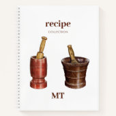 Mortar Pestles Recipe Cookbook Monogram Notitieboek (Voorkant)