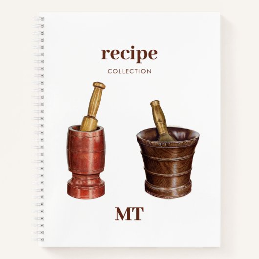 Mortar Pestles Recipe Cookbook Monogram Notitieboek (Voorkant)