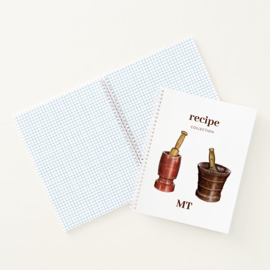 Mortar Pestles Recipe Cookbook Monogram Notitieboek (Binnen)