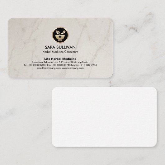 Mortar stamper kruidengeneeskunde homeopathie visitekaartje (Voorkant / Achterkant)