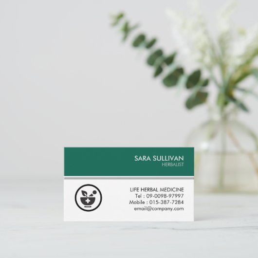 Mortar stamper kruidengeneeskunde kruiden visitekaartje (Staand voorkant)