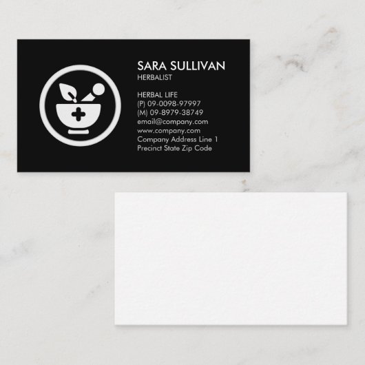 Mortar stamper kruidengeneeskunde kruiden visitekaartje (Voorkant / Achterkant)