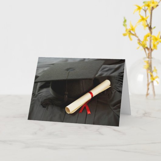 Mortarboard, Diploma, Gown Afstuderen Kaart (Gele Bloem)