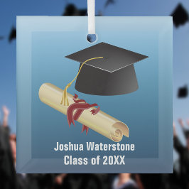 Mortarboard en Diploma Afstuderen Glas Ornament