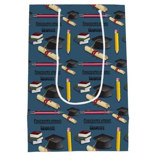 Mortarboard en Diploma Afstuderen Medium Cadeauzakje (Achterkant)