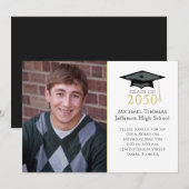 Mortarboard met minimale minimalistische afstudere kaart (Voorkant / Achterkant)