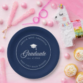 Mortarboard Script Bewerkbare Kleur Geslaagd Papieren Bordje (Feest)
