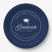 Mortarboard Script Bewerkbare Kleur Geslaagd Papieren Bordje (Voorkant)
