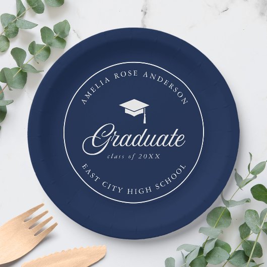Mortarboard Script Bewerkbare Kleur Geslaagd Papieren Bordje