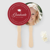 Mortarboard Script Editable Color Afstuderen Foto Handwaaier (Voorkant en achterkant)