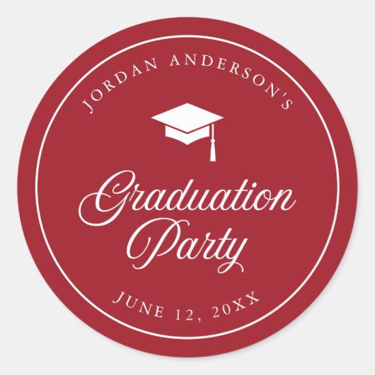 Mortarboard Script Editable Color Graduation Party Ronde Sticker (Voorkant)