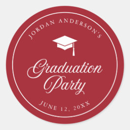 Mortarboard Script Editable Color Graduation Party Ronde Sticker