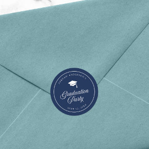 Mortarboard Script Editable Color Graduation Party Ronde Sticker