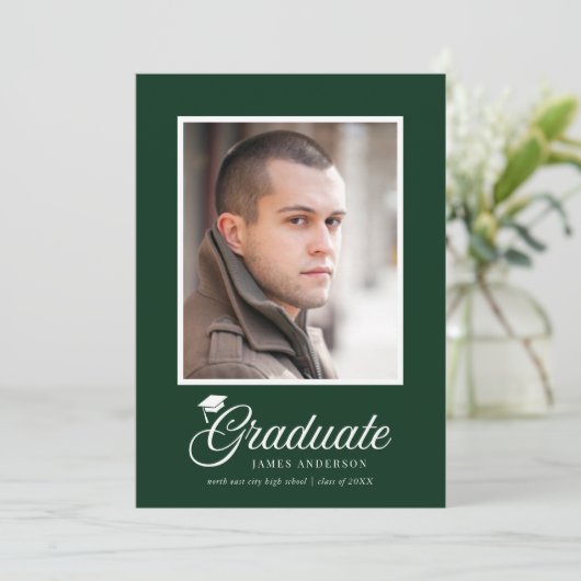Mortarboard Script Editable Colors Photo Afstudere (Staand voorkant)