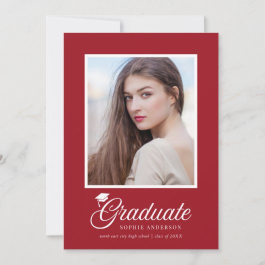 Mortarboard Script Editable Colors Photo Afstudere (Voorkant)