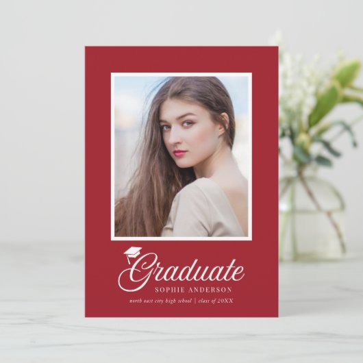 Mortarboard Script Editable Colors Photo Afstudere (Staand voorkant)