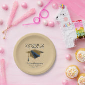 Mortarboard van de goudmaaskap van Navy Gold Papieren Bordje (Feest)