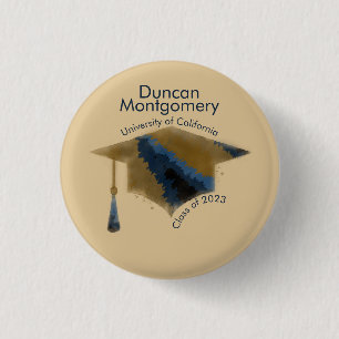 Mortarboard van de goudmaaskap van Navy Gold Ronde Button 3,2 Cm