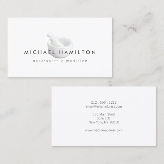 Mortel en Pestle Logo voor natuurgenezers, genezer Visitekaartje (Voorkant / Achterkant)