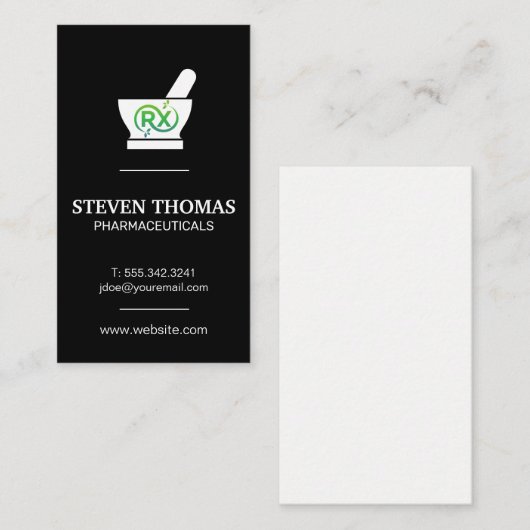 Mortel en stamper | RX groen symbool Visitekaartje (Voorkant / Achterkant)