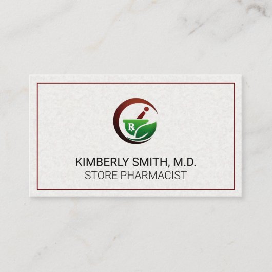 Mortel en stamper | Rx Leave-pictogram Visitekaartje (Voorkant)