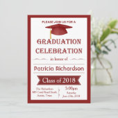 Mortel, rood & wit Graduation Party Uitnodiging (Staand voorkant)