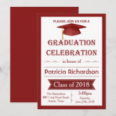 Mortel, rood & wit Graduation Party Uitnodiging (Voorkant / Achterkant)