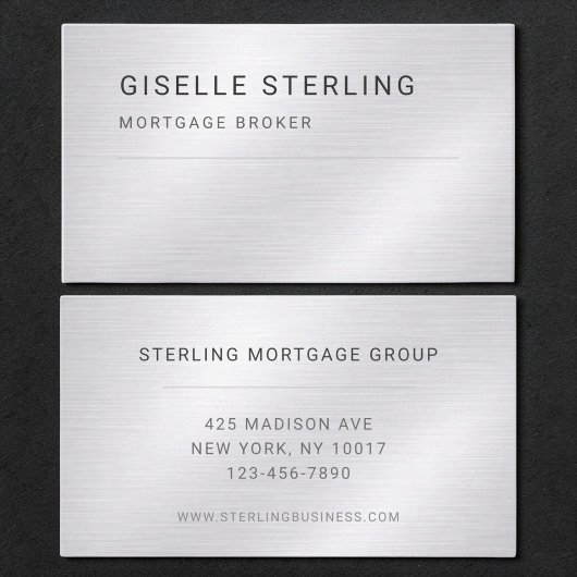 Mortgage Broker Silver Metallic Professional Visitekaartje