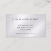 Mortgage Broker Silver Metallic Professional Visitekaartje (Achterkant)