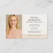 Mortgage Loan Officer Neutral Beige Photo Visitekaartje (Voorkant)