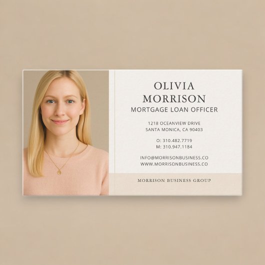 Mortgage Loan Officer Neutral Beige Photo Visitekaartje