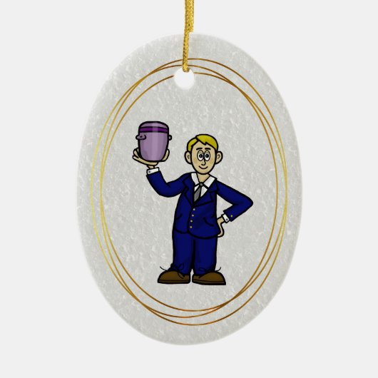 Mortician Holding Urn Kerstversier Keramisch Ornament (Voorkant)