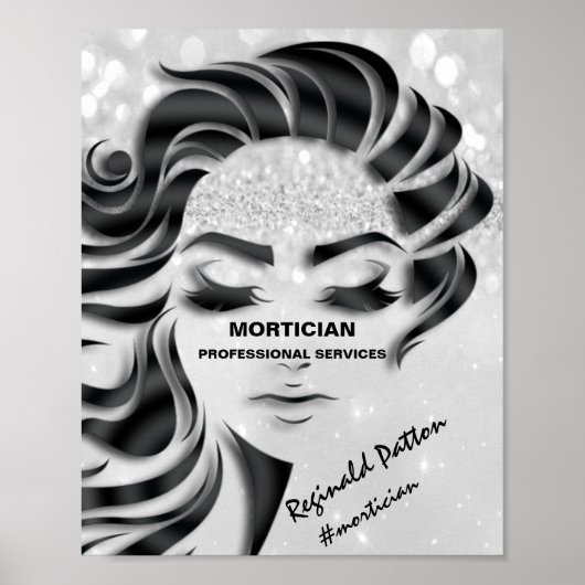 Mortician Studio Eyelash Silver Grey Bedankt Poster (Voorkant)
