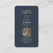 Mortician Uitvaart Monogram Donkerblauw Modern Visitekaartje (Achterkant)