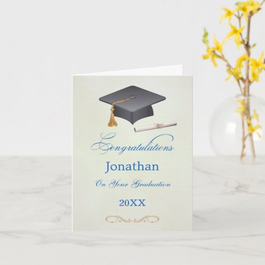 Mortier en diploma Afstuderen Gefeliciteerd Gard Kaart (Gele Bloem)