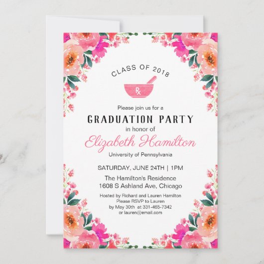 Mortier en Pestle Rx Apotheek School Afstudeerder  Kaart (Voorkant)