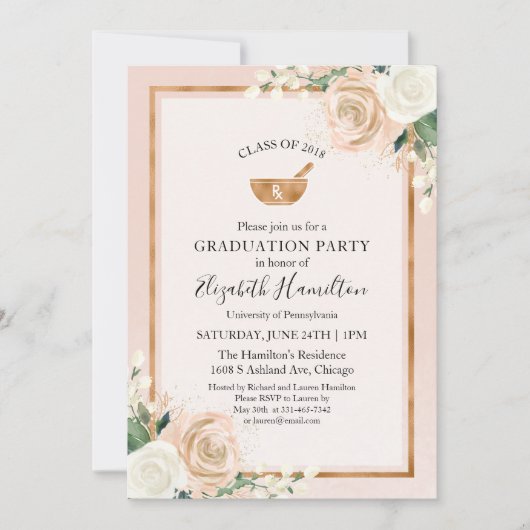 Mortier en Pestle Rx Apotheek School Afstudeerder  Kaart (Voorkant)