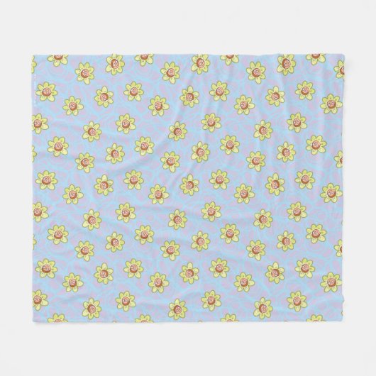 Morty Flower Pattern Fleece Deken (Voorkant (Horizontaal))