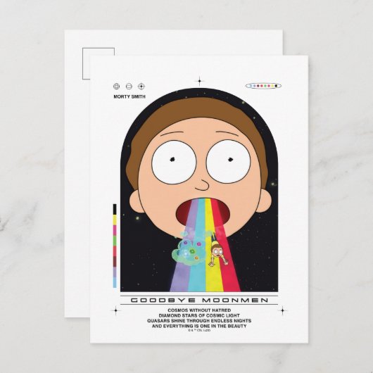 Morty Goodbye Moonmen citaat Grafisch Briefkaart (Voorkant / Achterkant)
