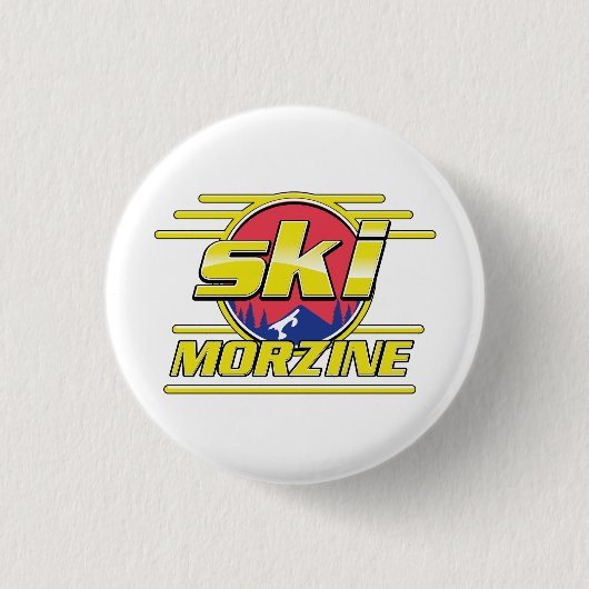 Morzine France Ski 80s logo Ronde Button 3,2 Cm (Voorkant)