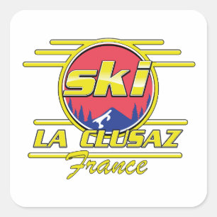 Morzine France Ski 80s logo Vierkante Sticker